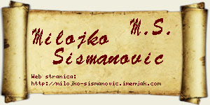 Milojko Šišmanović vizit kartica